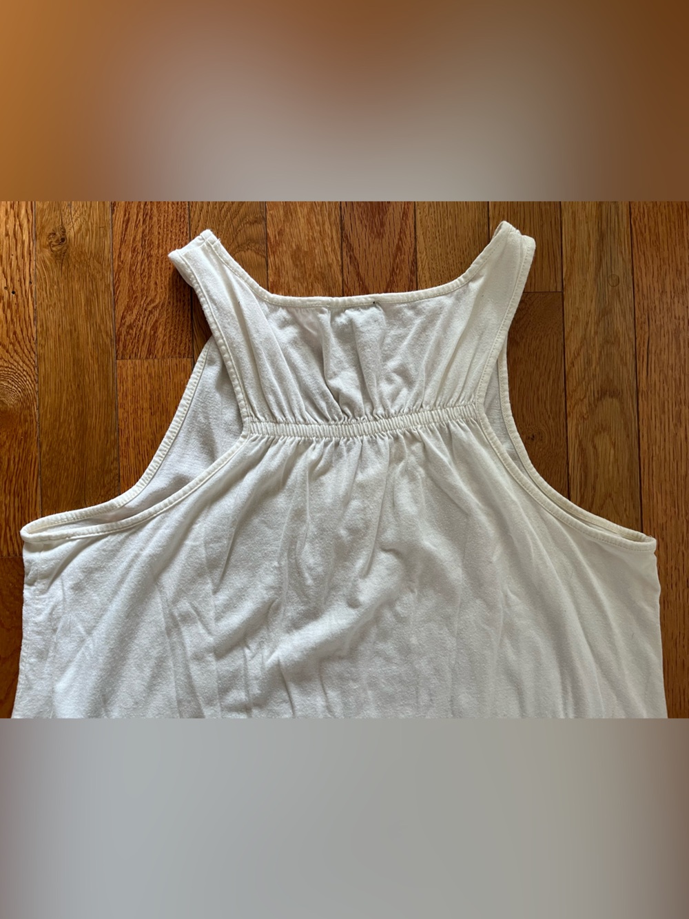 Valerie Bertinelli Sz XL Ivory A-line Tank Top w/Beige Embroidered Front Racerba - Picture 5 of 5